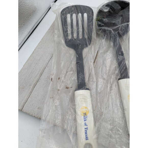 Set of 2 Nylon Utensils Ladle Slotted Spatula Turner Flipper Black Plastic - Picture 2 of 4